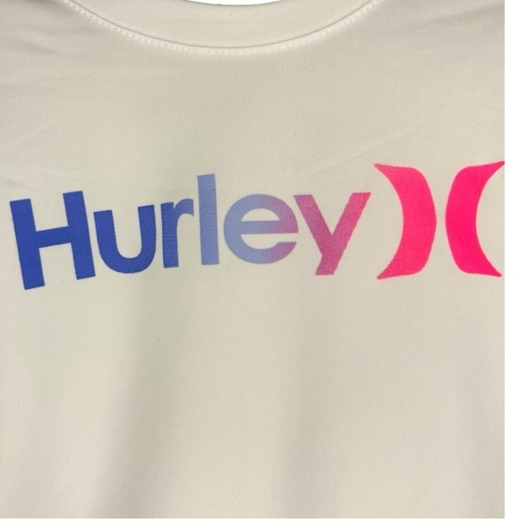 NEW! Hurley Girls Long Sleeve Dri-Fit UPF 50+ Shirt White Swim Top Size 5/6 - Picture 2 of 5
